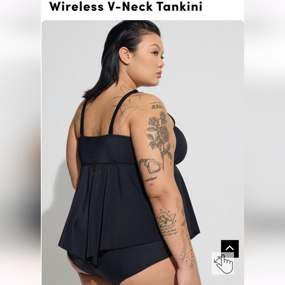 Torrid Wireless V-Neck Tankini swim top black  3x - Picture 3 of 11